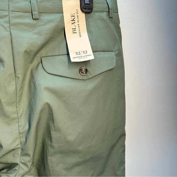 Scotch & Soda Amsterdam Pants Blake Cuffed Green Slim Fit 100% Cotton 30/32 NWT - Picture 7 of 10